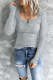 Gray Button Ribbed Knit Top