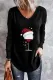 Christmas Wine Glass Print Tunic Pullover Tops