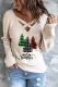 Christmas Plaid Pine Print Criss Cross Pullover Tops