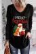 Christmas Fox Print Tunic Long Sleeve Tops