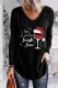 Christmas Letter Wine Glass Print Tunic Pullover Tops