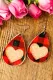 Buffalo Plaid Sequin Heart Pattern Earrings