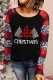 Christmas Tree Print Leopard Plaid Splicing Pullover Tops