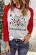 Christmas Light Patchwork Round Neck Casual Tops