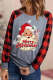 Santa Claus Red Plaid Round Neck Shift Casual Blouse