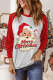 Christmas Santa Claus Patchwork Round Neck Shift Casual Long Sleeve Top