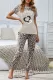 Hearts Leopard Color Block Short Sleeve Top and Pants Lounge Set
