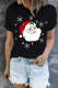 Black Santa Claus Graphic Round Neck Shift Casual T-Shirts