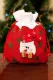 Red-2 Christmas Candy Bag with Drawstring Reusable Fabric Xmas Gift Bag