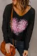 Black Striped Heart-shaped None V Neck Casual Blouse