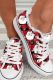 Christmas Santa Claus Red Plaid Lace Up Daily Flat Canvas Shoes