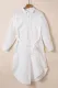 White Button Belted Tie Front Split Thigh Lapel Shirt Dress