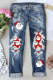 Christmas Santa Claus Abstract Casual Ripped Jeans