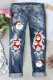 Christmas Santa Claus Abstract Casual Ripped Jeans