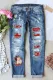 Christmas Santa Claus Shift Casual Ripped Jeans