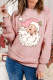 Pink Santa Claus Solid Round Neck Basic Pullover Sweatshirt