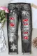 Snowflake Graphic Mid Waist Ripped Jeans