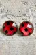 Red Plaid Checkerboard Time Stone Glass Stud Earrings