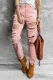 Pink Mid Waist Non-elastic Ripped Jeans