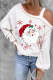 Beige Christmas Santa Claus Abstract Cold Shoulder Asymmetrical Neck Casual Tops