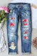 Christmas Snowman Abstract Casual Denim Jeans