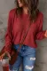 Solid Color Round Neck Patchwork Long Sleeve Top