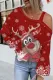 Christmas Elk Abstract Off the Shoulder Casual Tops