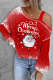 Red Santa Claus Letter Cut-out Off the Shoulder Shift Casual Blouse
