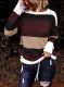 Red Wine Color Block Striped Knit Sweater