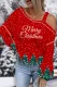 Christmas Tree Off the Shoulder Shift Casual Long Sleeve Top