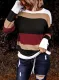 Red Color Block Striped Knit Sweater