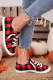Red Plaid Lace Up Round Toe Flat Sneakers