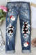 Santa Claus Abstract Ripped Casual Jeans