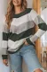 Chevron Color Block Striped Knit Pullover Sweater