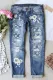 Daisy Patchwork Ripped Denim Jeans