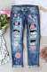 Pink Gerbera Pink Flower Floral Ripped Jeans