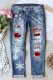 Snowflake Graphic Distressed Mid Waist Ripped Jeans
