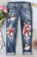 Christmas Santa Claus Shift Casual Ripped Jeans