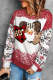 Santa Claus Graphic Leopard Colorblock Decoration Sweatshirt