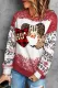 Santa Claus Graphic Leopard Colorblock Decoration Sweatshirt