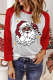 Santa Claus Graphic Patchwork None Round Neck Shift Casual Blouse