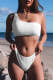 White 2023 New Solid Sun Protection Decoration Asymmetrical Neck Bikinis