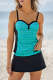 Contrast Color Tankini Top and Skort Bottom Set Bathing Suits