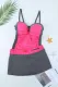 Red Contrast Color Tankini Top and Skort Bottom Set Bathing Suits