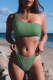 Green 2023 New Solid Sun Protection Decoration Asymmetrical Neck Bikinis