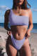 Purple 2023 New Solid Sun Protection Decoration Asymmetrical Neck Bikinis