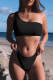 Black 2023 New Solid Sun Protection Decoration Asymmetrical Neck Bikinis