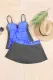 Blue Contrast Color Tankini Top and Skort Bottom Set Bathing Suits