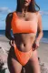 Orange 2023 New Solid Sun Protection Decoration Asymmetrical Neck Bikinis