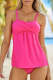 Solid Ruched Tankini Top Swimsuit with Triangle Briefs